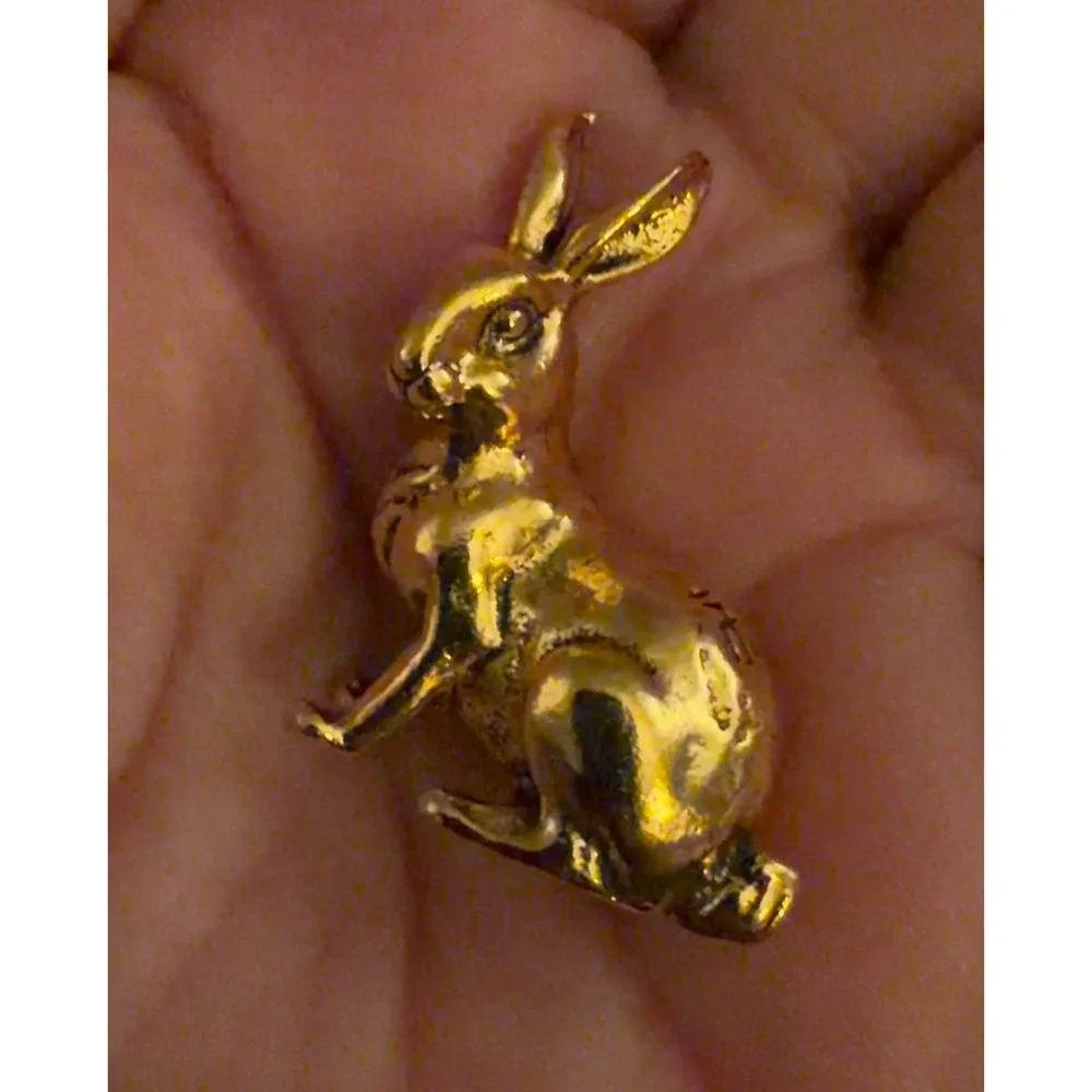 Brass Rabbit Bunny Fig Unisex Gold Sitting Hare Decor New